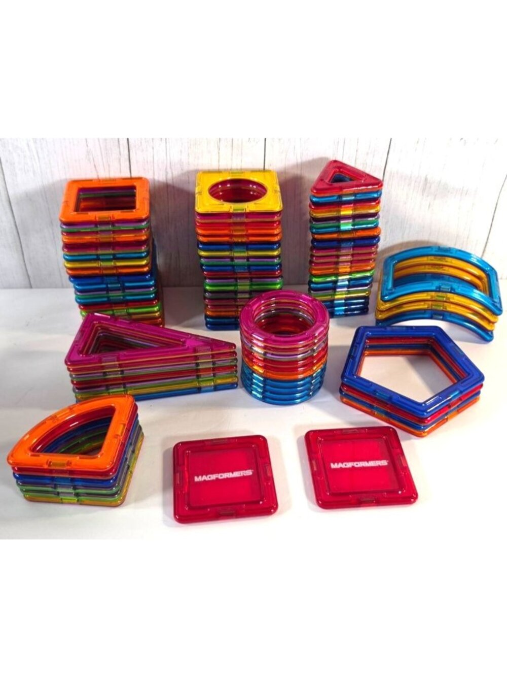 MAGFORMERS MAGNETIC TILES 87 PC LOT STEM BUILDING TOYS MAGNET UNIQUE SHAPES